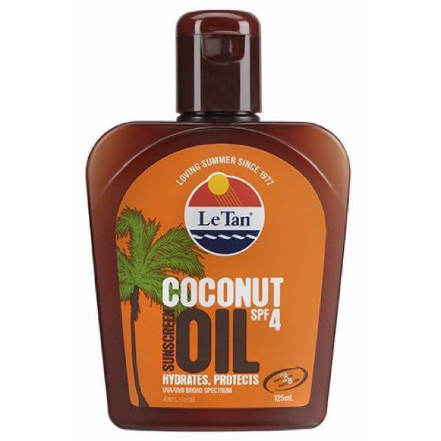 [No.1 in AUS!] Le Tan Coconut Sunscreen Sunblock Sun Tanning Oil SPF4 125ml, Health & Beauty