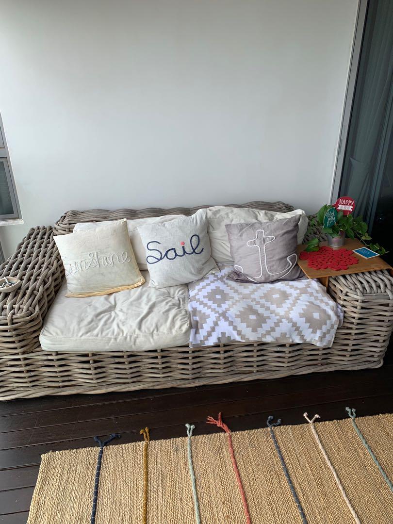 Outdoor Olive Wood Gorgeous Sofa With Side Arm Table Furniture Sofas On Carousell