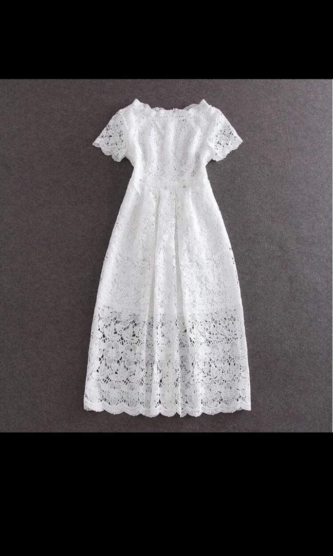 white lace midi dress plus size