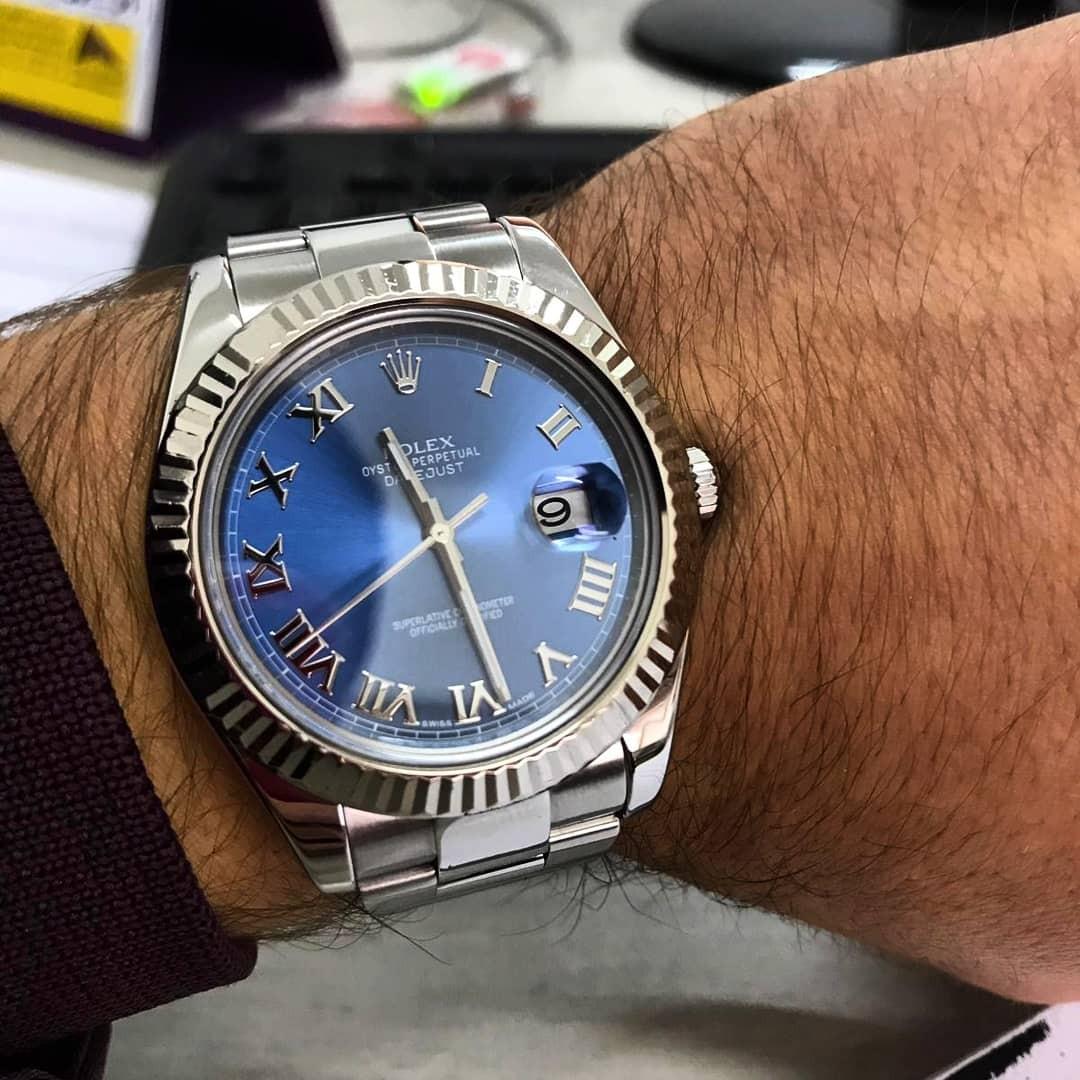 Rolex Datejust Roman numerals blue dial 