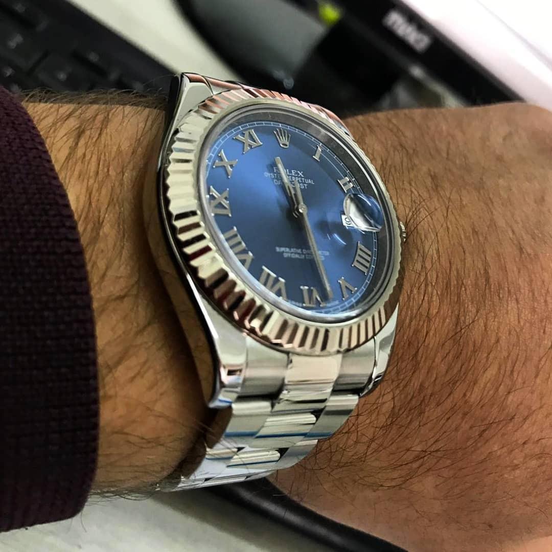 rolex datejust roman numerals blue dial