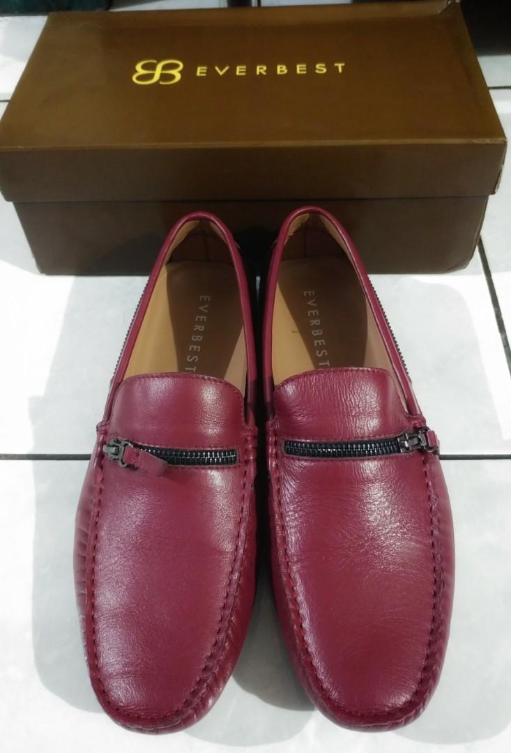 Sepatu Everbest Original Pria Slip On Warna Maroon Fesyen Pria Sepatu Sepatu Formal Di Carousell