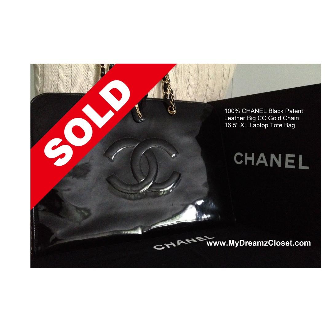 100% CLASSIC CHANEL Black Patent Leather Big CC Gold Chain 12 Shopper Tote  Bag on Vimeo