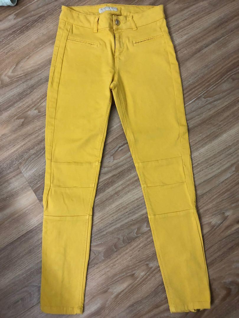 yellow jeans zara