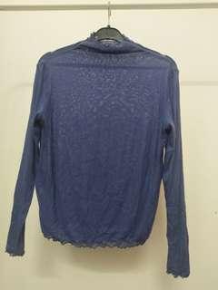 Mesh blue turtleneck sweater