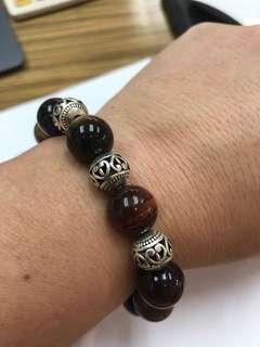 Multi Colored Tiger eye with Tibetan sliver charms