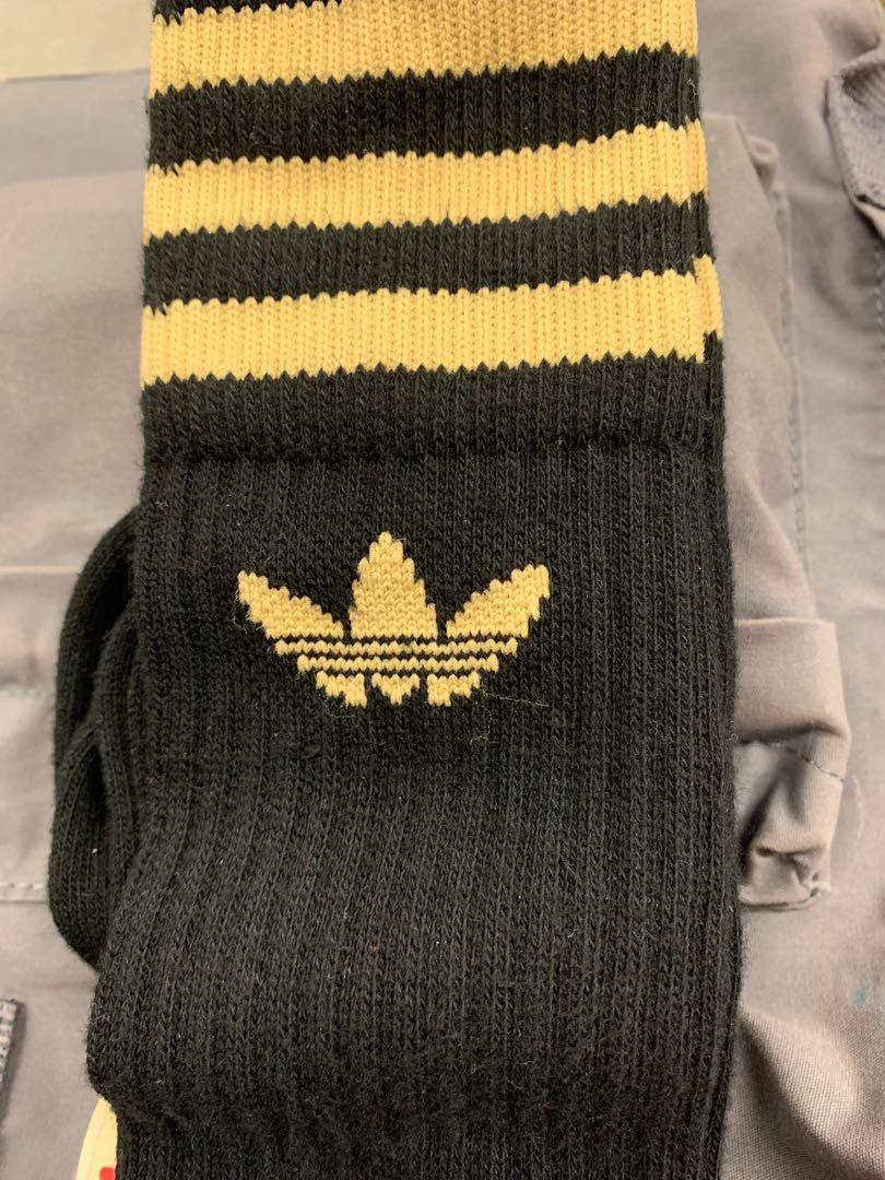 Adidas Crew Socks (Black \u0026 Gold), Men's 