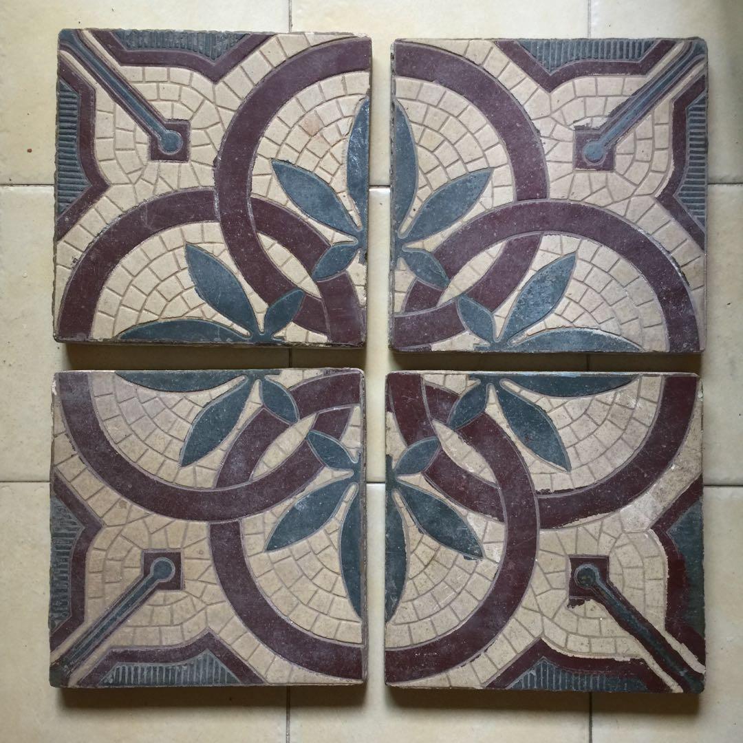 Antique Wall Or Floor Tiles 4 Pcs Vintage Collectibles Antique Wall Or Floor Tiles 4 Pcs