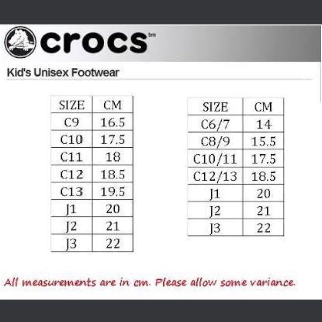 c6 crocs size in cm
