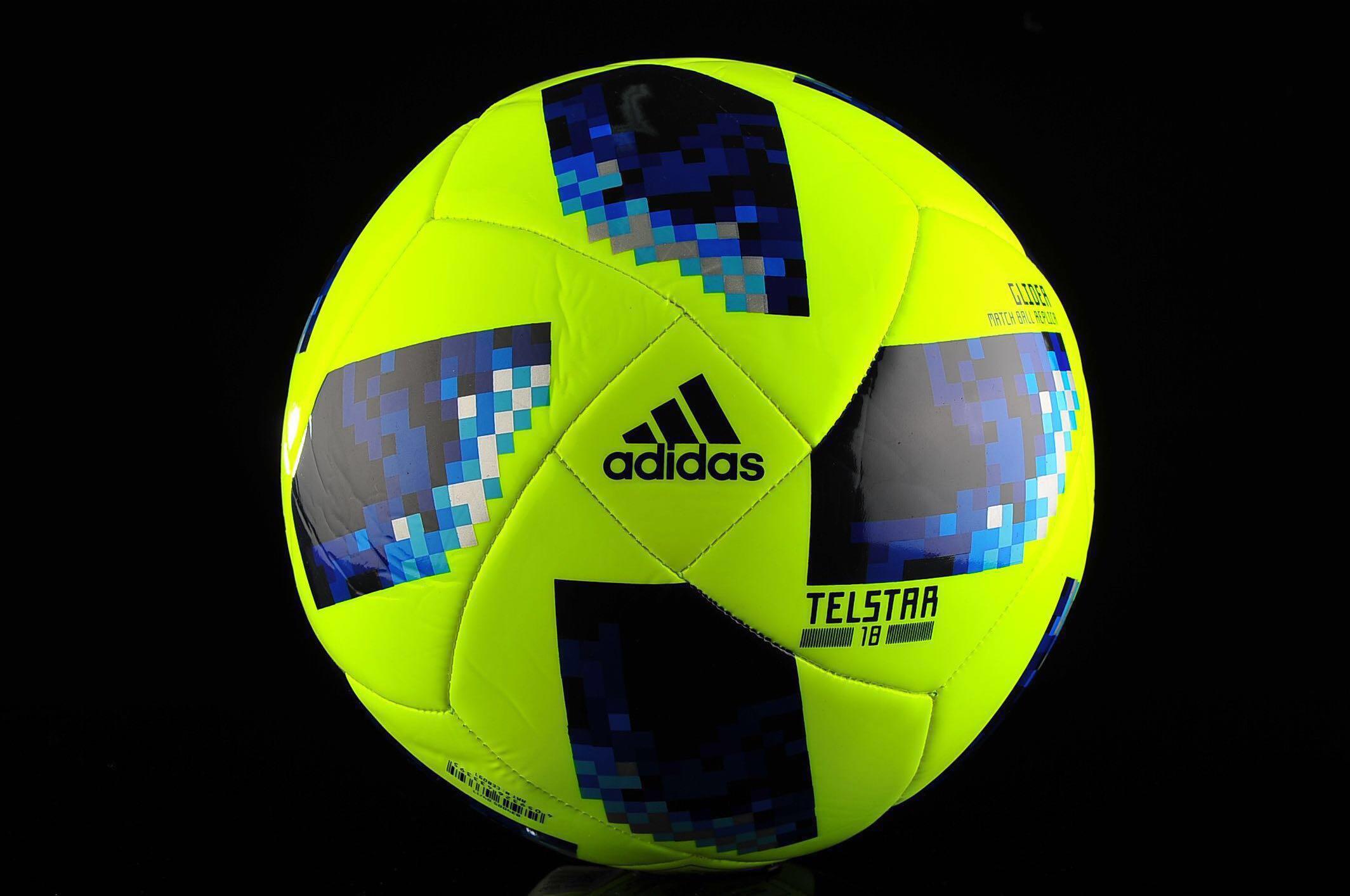 Bn Adidas Telstar 18 Glider Match Ball Size 5 Yellow And Blue Sports Equipment Sports And Games