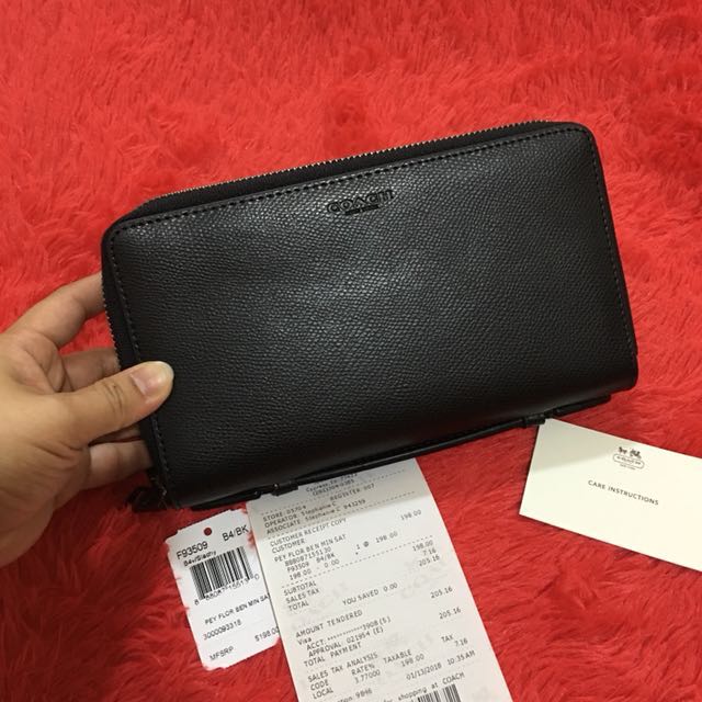 DOUBLE ZIP TRAVEL ORGANIZER IN CROSSGRAIN LEATHER COACH F93509 BLACK