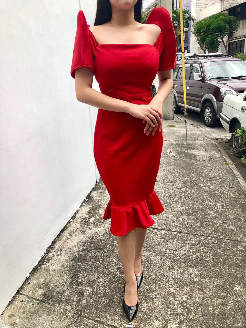 Red filipiniana dress on sale