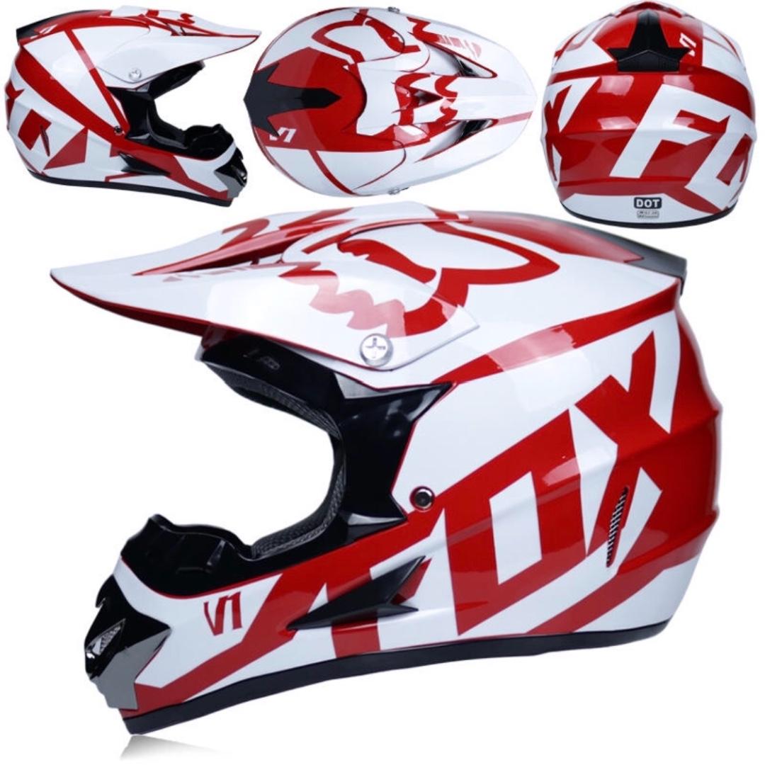 Red and white dirt bike helmet clearance