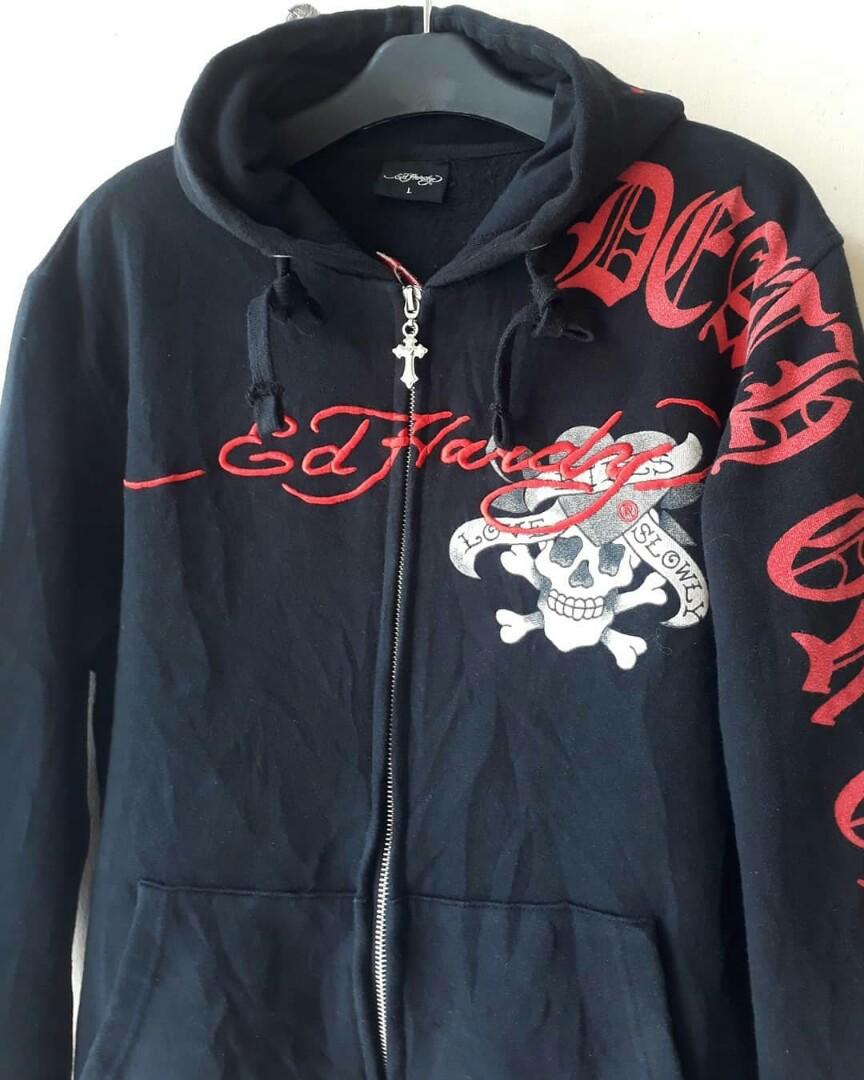 Jaket Ed Hardy hoodie, Fesyen Pria 