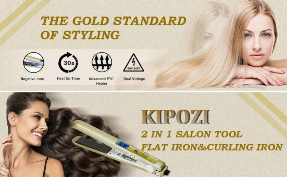 kipozi flat iron 1 inch titanium hair straightener