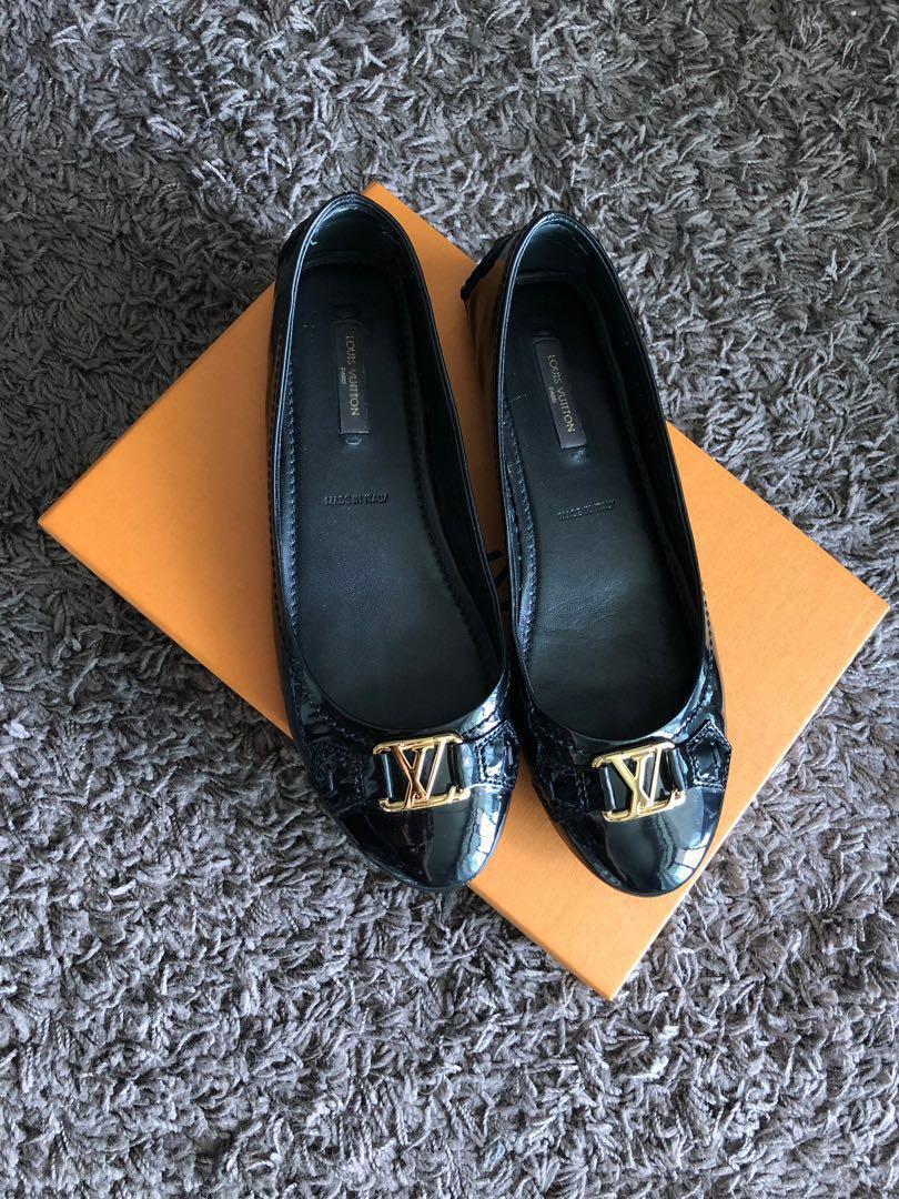 Louis Vuitton Black Leather Lemon Ballet Flats Size 5.5/36