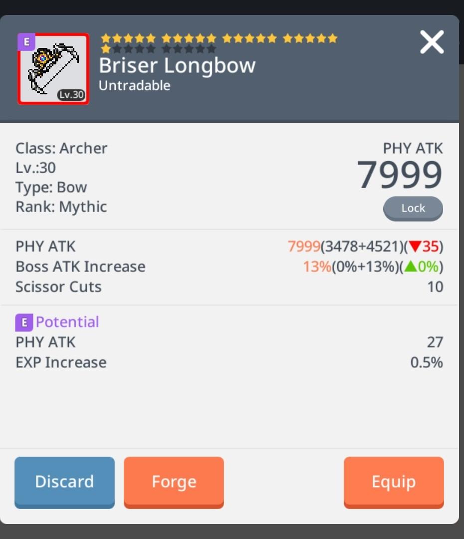 Maplestory M Mythic Briser Bow Asia 2 Croa Toys Games Video Gaming Video Games On Carousell