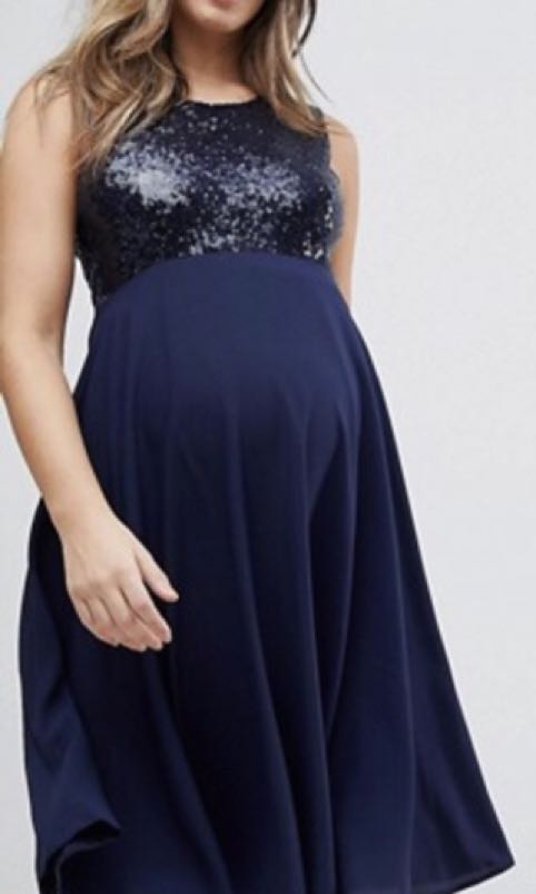 Maternity Evening Dress Queen Bee Sequin Top Full Prom Skater Dress