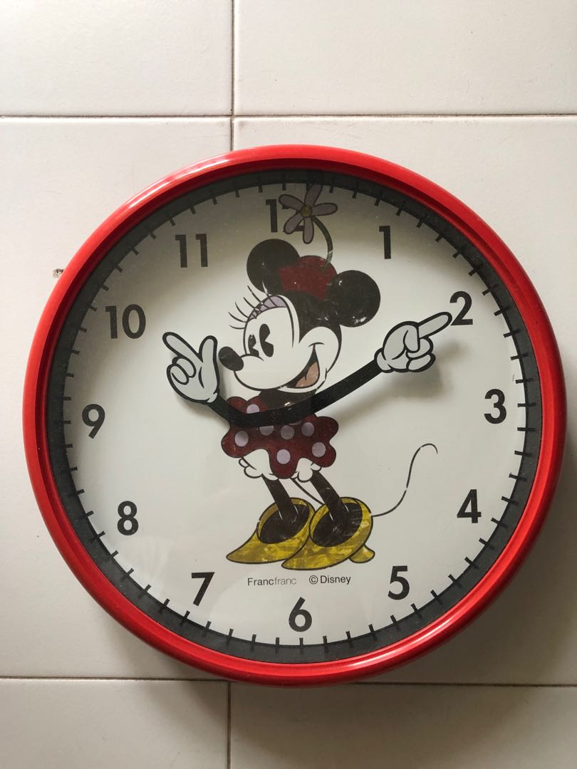 Minnie Mouse Clock, Everything Else on Carousell