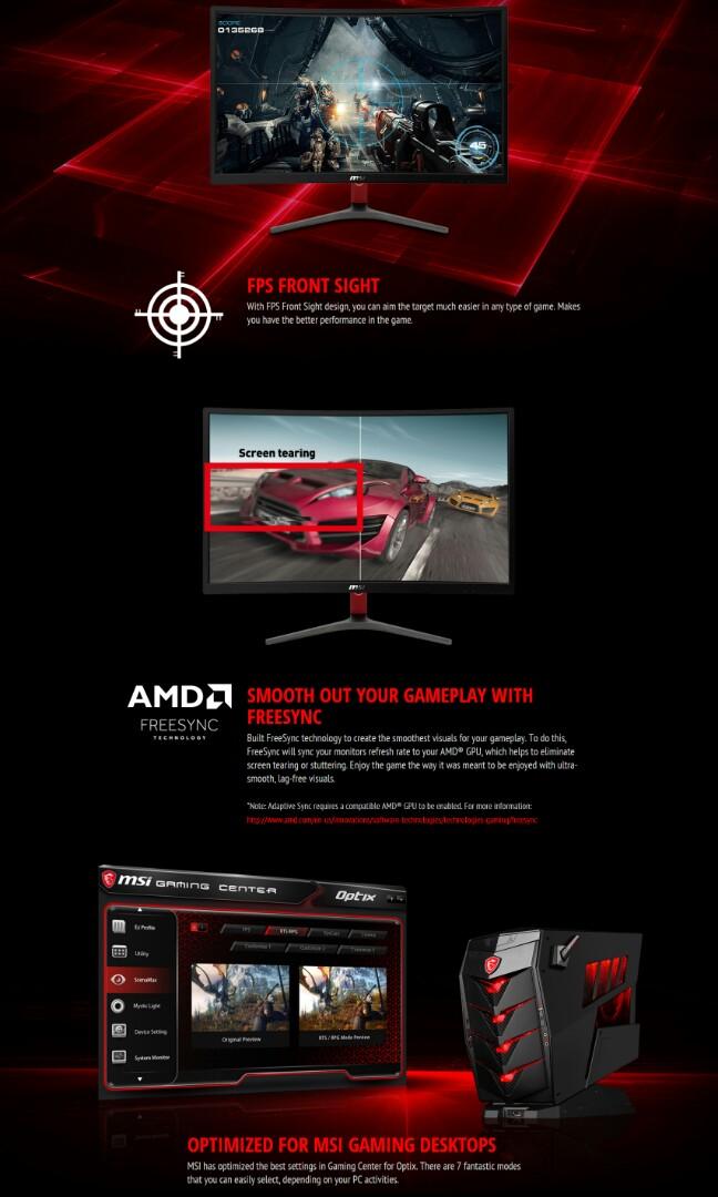MSI OPTIX G24C 24" 1ms 144hz Monitor Freesync DEMO SET 3y Local