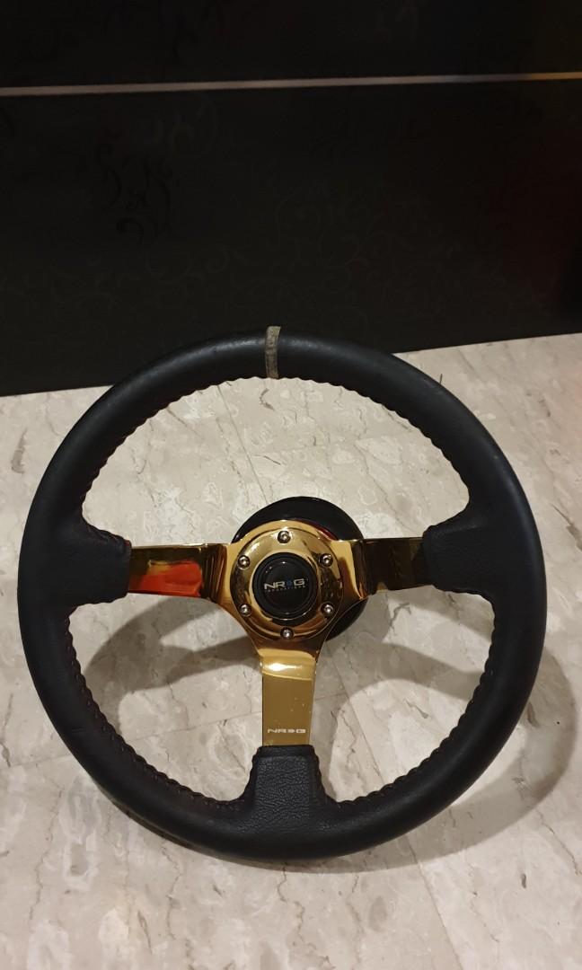 Original NRG Innovations Gold Chrome Steering Wheel + 50mm Red 