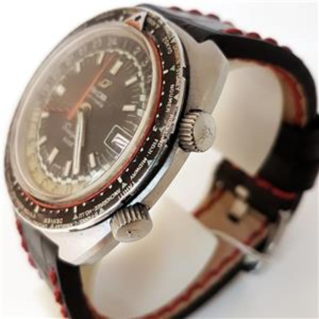 RARE Enicar Sherpa 600 Guide GMT Short Lugs Vintage Watch, Luxury