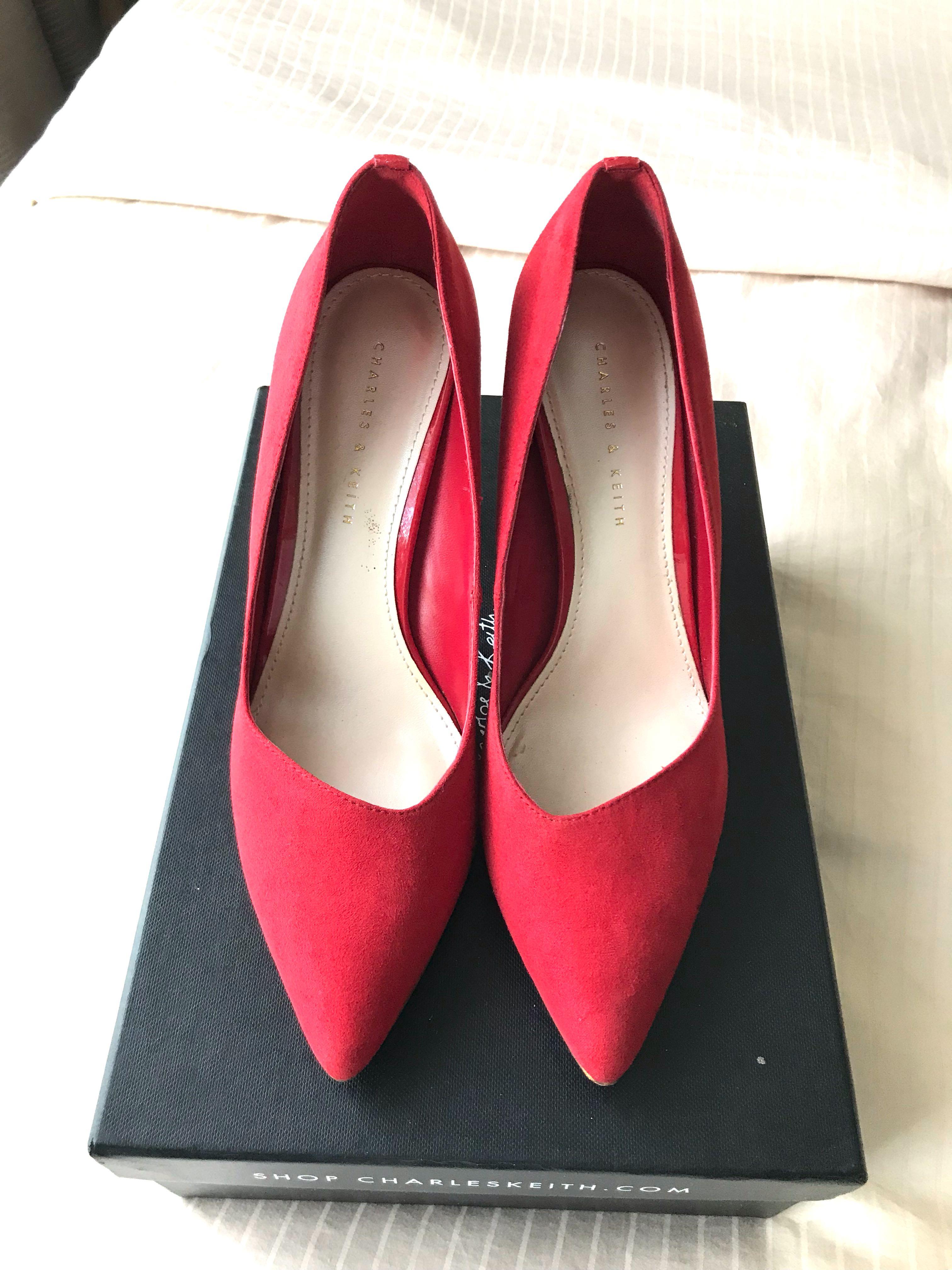charles and keith red heels