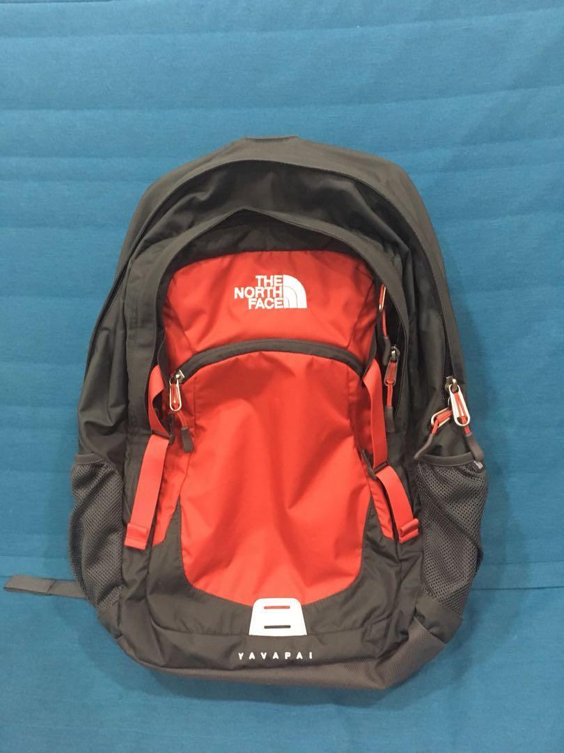 red north face backpack