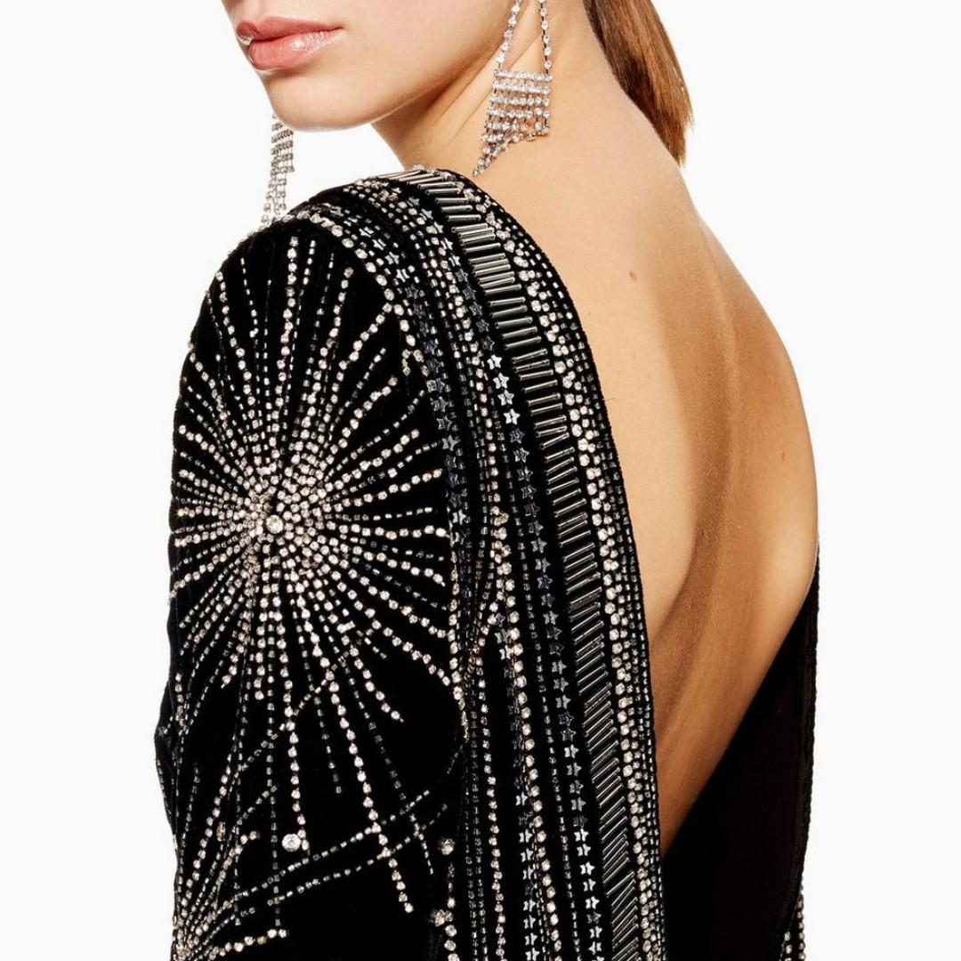 Odyssey embellished velvet dress top