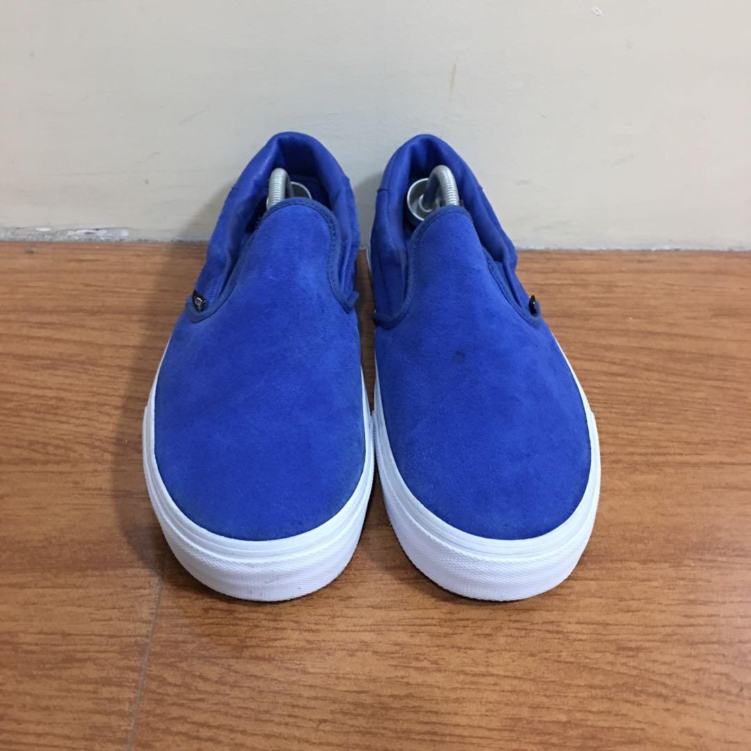 Vans Slip On Blue Suede Men s Fashion Footwear Sneakers on