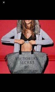 Victoria’s Secret Glitter Sparkly Silver Weekender Bag