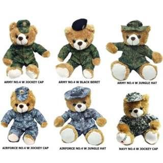 SAF Army Bear in No.4 Uniforms for Army, Navy and Airforce