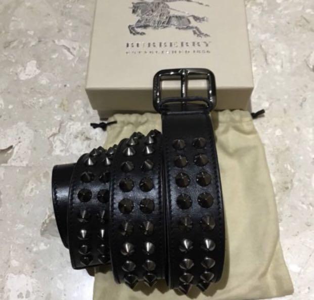Authentic BN Burberry Men Black Leather Studded Belt, Luxury, Accessories  on Carousell