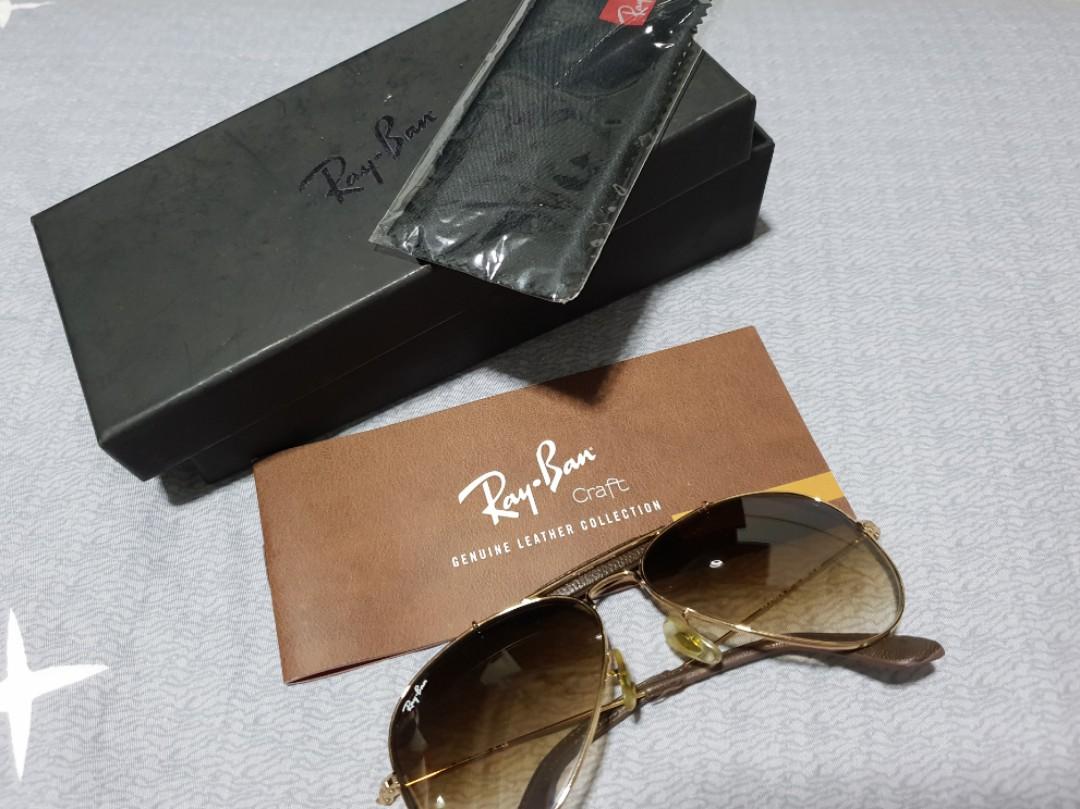 Authentic Ray Ban Aviator Leather Collection Men S Fashion Accessories Eyewear Sunglasses On Carousell