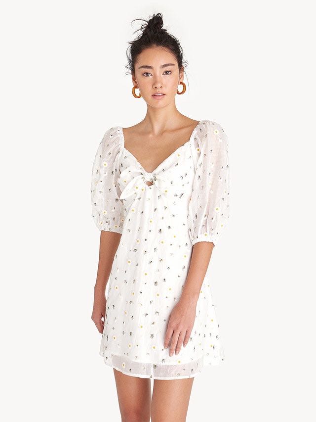 White Puff Sleeve Dress