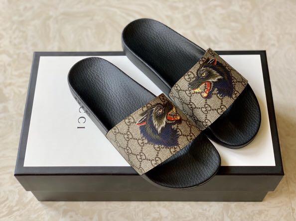 gucci flip flops wolf