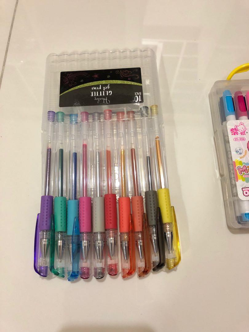 Henley Glitter Gel Pens, Hobbies & Toys, Stationery & Craft, Art