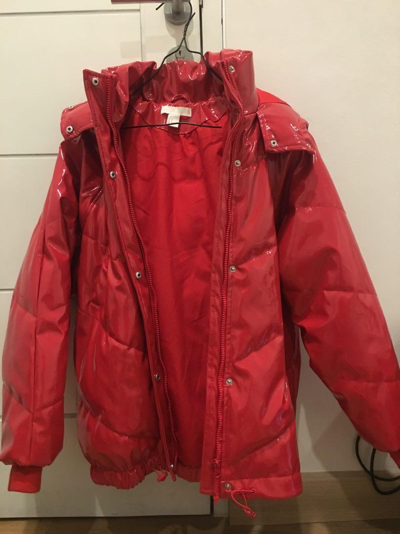 Turun Harga H M Vinyl Puffer Jacket Fesyen Wanita Pakaian