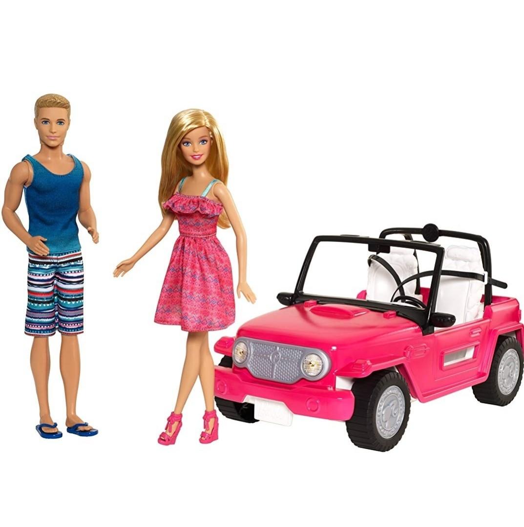 BN Barbie Large Beach Cruiser Car Vehicle Includes Barbie and Ken Dolls As Seen