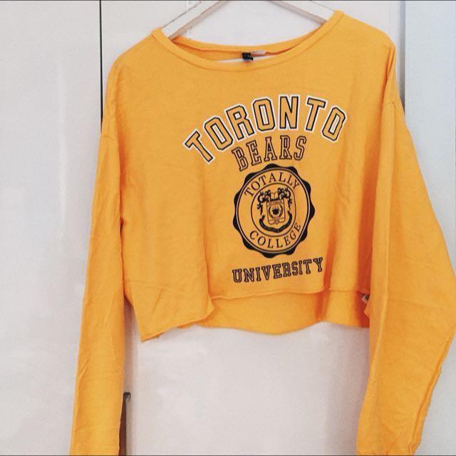 Instock H M Mustard Cropped Pullover Hoodie Toronto Bears