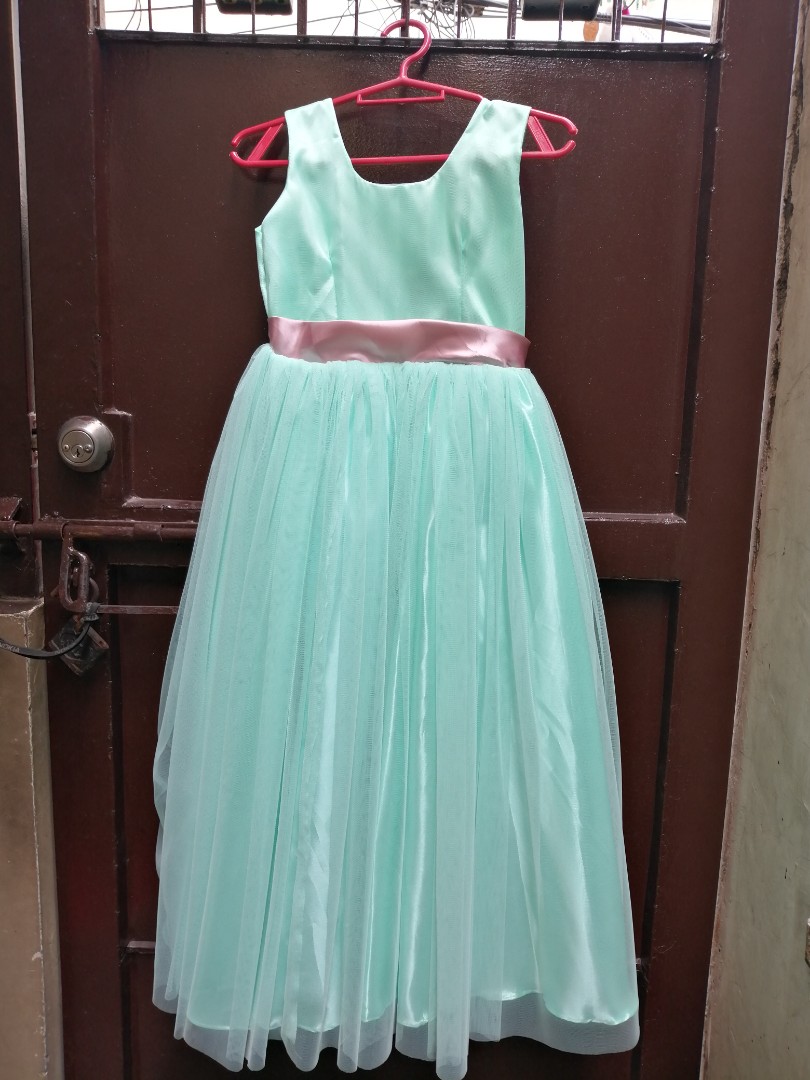 green flower girl dress