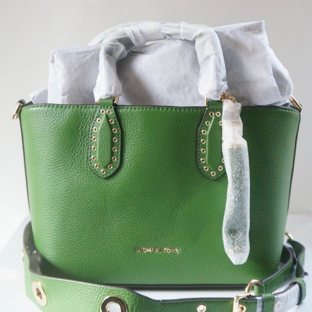 NWT Michael Kors Brooklyn Small Grab Bag Satchel True Green