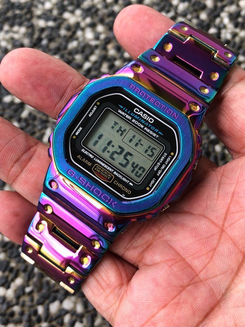 ☂️☂️☂️Rainbow / Iridescent / dazzle colour DW5600 metal set , gshock ,  g-shock , GSHOCK , G-SHOCK , Casio , CASIO , Casio, Women's Fashion,  Watches \u0026 Accessories, Watches on Carousell