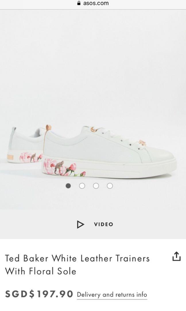 Ted baker white leather trainers with floral sole on sale