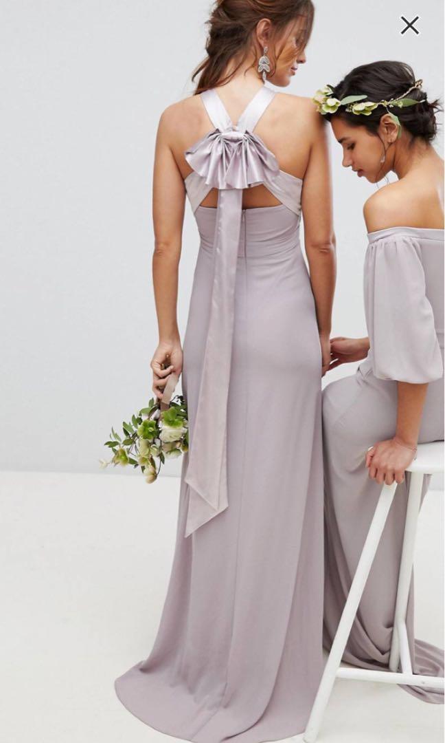 Tfnc bow back pleated maxi bridesmaid dress top