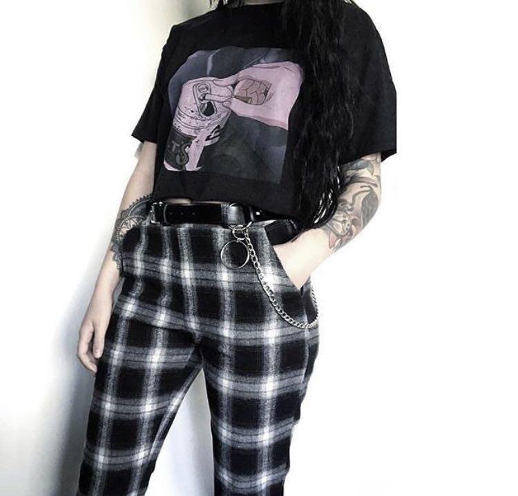 goth plaid pants
