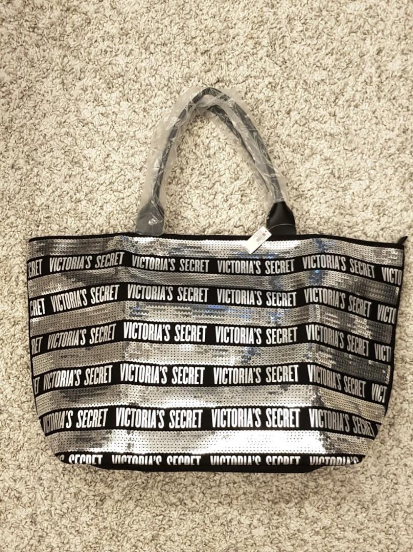 Victoria secret black and silver tote on sale