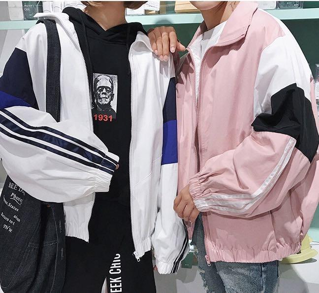 Vintage Oversized Windbreaker in White Navy
