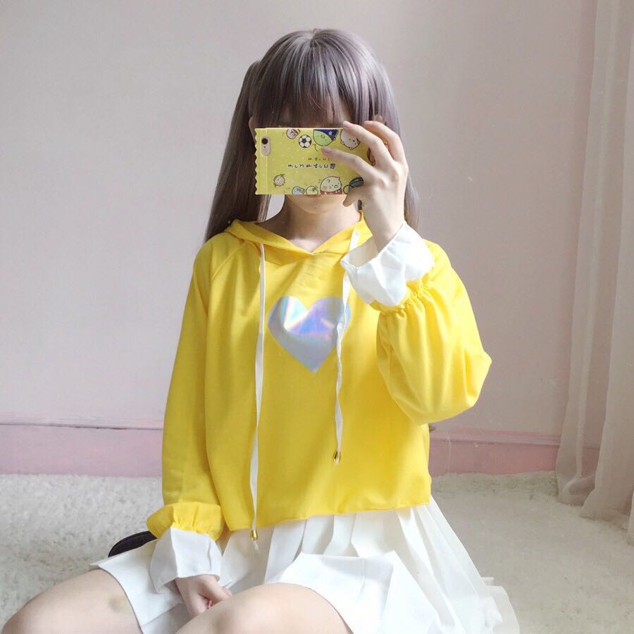 Aesthetic top yellow hoodie