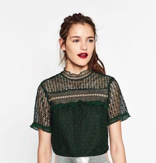 zara lace top with zip